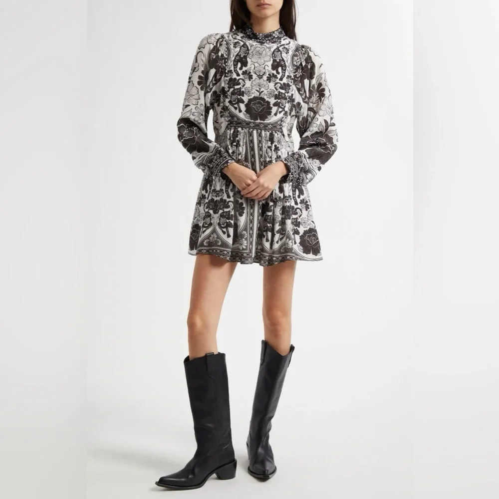 F3 Farm Rio Flower Leopards Long Sleeve Dress